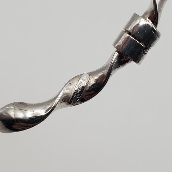 Dyadema 925 Sterling Silver Bangle Bracelet Hinged 6.75” Spiral Twist Oval Italy - Picture 4 of 7